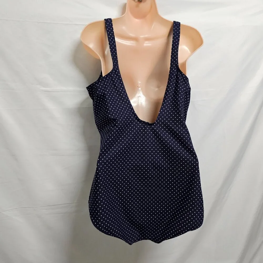 Miraclesuit Oceanus One Piece Swimsuit Women Size 18 Blue Dots